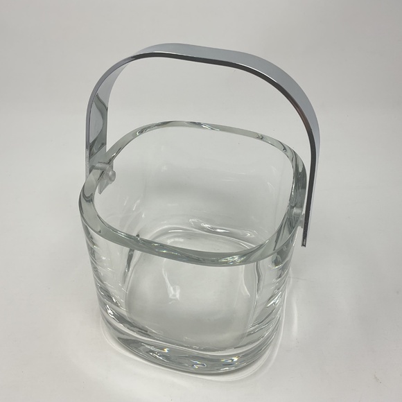Orrefors Lead Crystal Ice Bucket with Chrome Handle & Tongs - Picture 3 of 9